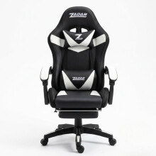 ZADAR White/Black Musical Gaming Chair with Bluetooth, RGB & Footrest