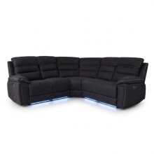 Montana Black Fabric Electric Recliner Corner Sofa with LED & USB