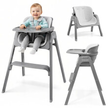 Cadeira alta para bebê evolutiva dobrável cinza - Moby System - 3 em 1 - Em dois níveis - Bandeja removível 39,5 x 22 cm