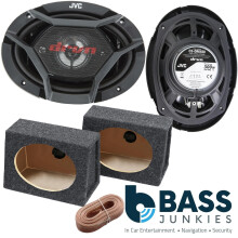 JVC CS-DR6930 6x9" 3-Way 1000 Watts a Pair Speakers with Grey 6x9 Boxes & Cable