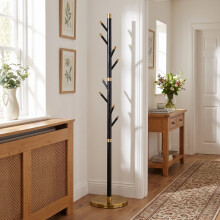 Modern Black & Gold Stainless Steel Freestanding Coat Rack | 177cm