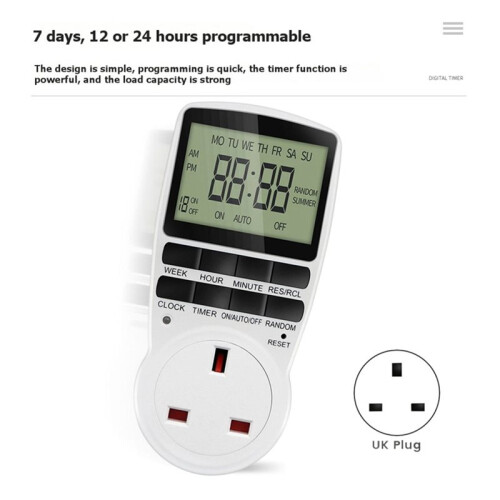 Electronic Digital Timer  Socket Kitchen Timer Outlet Programmable Shutter Power-Off Timing Socket Control UK Plug 2