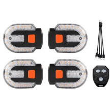 Blinklichter für Fahrräder mit Alarm, USB-Ladefernbedienung, Geteiltes/Integriertes Fahrrad Rücklicht, 5 Modi, Wasserdicht, 4 Stück