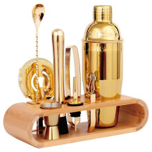 10-Pcs Martini Cocktail Shaker Set Gold,Martini Set Stainless Steel Shakers Bartending KitBar Kits Bar Tool Sets