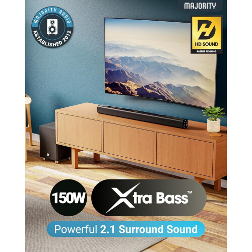 Soundbar Subwoofer 2.1 HDMI ARC Optical Bluetooth Surround Majority K2 Black 1