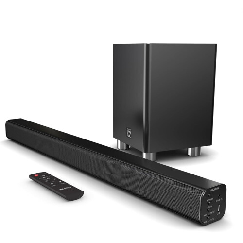 Soundbar Subwoofer 2.1 HDMI ARC Optical Bluetooth Surround Majority K2 Black