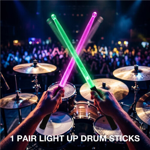 1 Pair LED Light  Drum Sticks Glowing Drumsticks Anti-Slip Grip Light  Drum Sticks Drum Accessories 1