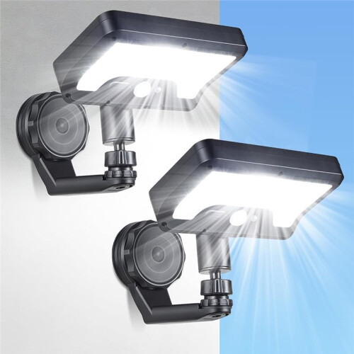 2PCS Solar Motion Sensor Light, 2-in-1 Magnetic & Adhesive Mount, 3 Modes, IP65 Waterproof, Adjustable Angle 1