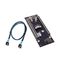 PCIe 4.0 X4 + X4 Splitter Adapterkort SFF-8654 8i Till Dual PCIe X4 Bifurcation Riser med 6-Pins Ström för Nätverkskort