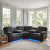 Montana Dark Grey Fabric Electric Recliner Corner Sofa with Bluetooth 4