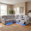 Rico Grey Fabric Electric Recliner Corner Sofa with LED & Bluetooth 4