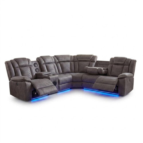 Rico Dark Grey Electric Recliner Corner Sofa with LED & Bluetooth 1