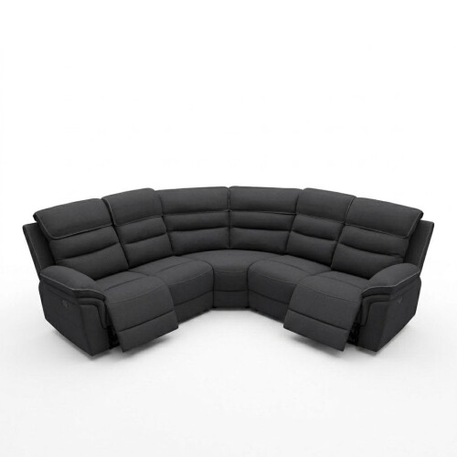 Montana Dark Grey Fabric Electric Recliner Corner Sofa with Bluetooth 2