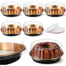 5-Pack 12 Tum Rund Tårtkontainer och 5-Pack 10 Tum Tårtbottar, Engångspajfat Pizzabärande Lådor för Hemlagad