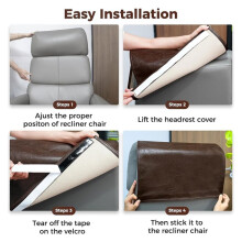 Recliner Headrest Protector Faux Leather Headrest Cover for Recliner Chair Couch Headrest Cover for Furniture Brown