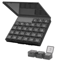 Monthly Pill Organizer-30-Day Pill Box with Compartments, Large-Capacity Portable Pill Box for One Month Black