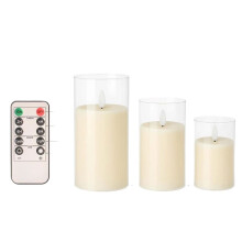 3-Pack Rechargeable Flameless Candles with Remote & Timer, Flickering LED Candles for Living Room, Fireplace, TV Stand