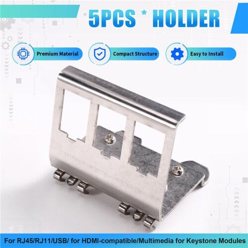 5PCs 3-Port for  Frame Holder for DIN Rail Mounting Plate Electrical Distribution Box RJ45 Module Adapter 1