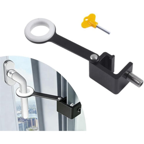Exterior Casement Window Locks,No-Drill Window Restrictor with Key, Adjustable Safe Security Limiter Prevents Falls