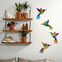 1set Metal  Wall Art Set, Colorfully Outdoor Fence Decorations, Suitable for Patio, Garden Wall Sculptures