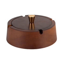 Wooden Ash Tray with Lid, Smokeless Outdoor Ashtrays for Patio,for Smokers Indoor Home Décor, Windproof Design
