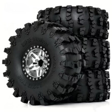 2.2 Inch RC Crawler Metal Wheel & Super Swamper Tires for 1/7 1/8 AXIAL, for CROSSRC UT4 Upgrade Parts Silver