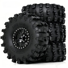 2.2 Inch RC Crawler Metal Wheel & Super Swamper Tires for 1/7 1/8 AXIAL, for CROSSRC UT4 Upgrade Parts Black