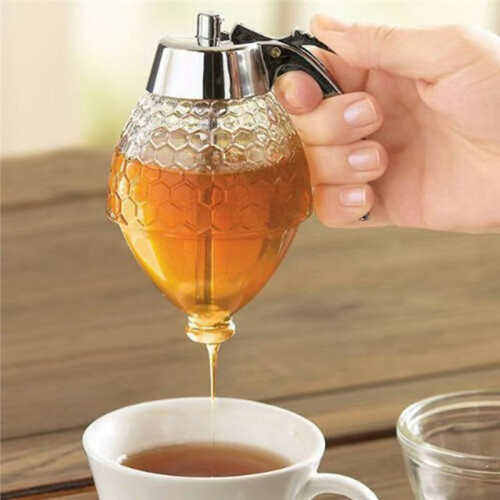 Honey Jar Container Squeeze Bottle - Bee Drip Dispenser Kettle Storage Pot with Stand Holder 2