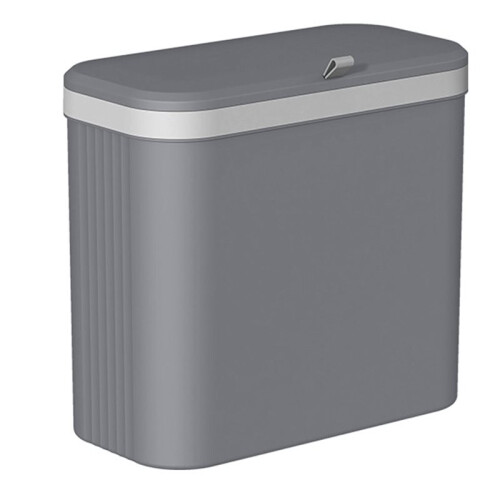 14L Wall Mounted Kitchen Trash Can with Rolling Cover for Cabinet and Under Sink Grey