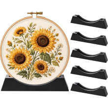 6 Pack Embroidery Hoop Display Stand, Large Frame Holder Sleek 9.8" Black Stand for 7-12" Hoops, Sturdy Desk Display