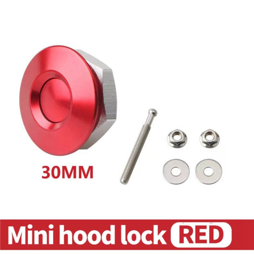 4pc 32mm Aluminum Universal Push Button Quick Release Car Front Bumper Hood Pin Engine Bonnet Lock for Racing Red 2