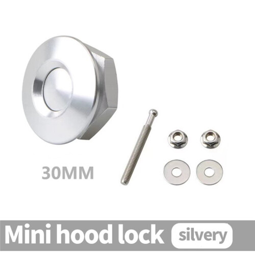 4pc 32mm Aluminum Universal Push Button Quick Release Car Front Bumper Hood Pin Engine Bonnet Lock for Racing Silver 2