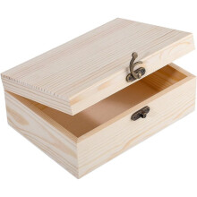 Unbehandelte Holzbox mit Klappdeckel und Verschluss, Ideal zum Basteln, Als Schmuckgeschenk, Erinnerungsstück oder Zur Aufbewahrung Von