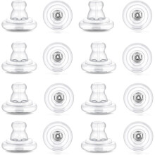 16pcs Earring Backs, Silicone Earring Backs Replacements,Locking Secure Backs for Studs/Droopy Ears Silver