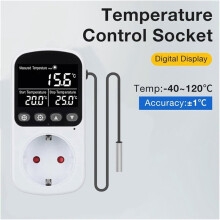 Tomada Digital de Controle de Temperatura com Timer 16A Luz de Fundo para Refrigeradores Tomada Controladora de Temperatura Plugue EU