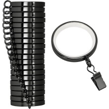 20er-Pack Premium-Gardinenringe mit Clips, Metallringe mit Nyloneinsätzen, 5 cm Durchmesser, Schwarz