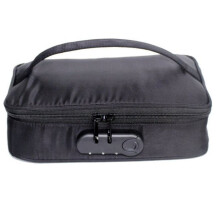 Lockable Travel Organizer Bag- Portable Cosmetic Case with 2 Zipper Pouches, Secure Lockable Pouch for Valuables