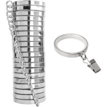 20 Pack Premium Easy Glide Curtain Rings with Clips, Metal Drapery Rings with Nylon Inserts, 2 Inch Diameter Silver