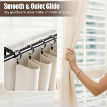 20 Pack Premium Easy Glide Curtain Rings with Clips, Metal Drapery Rings with Nylon Inserts, 2 Inch Diameter Black