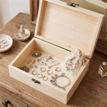 Unbehandelte Holzbox mit Klappdeckel und Verschluss, Ideal zum Basteln, Als Schmuckgeschenk, Erinnerungsstück oder Zur Aufbewahrung Von