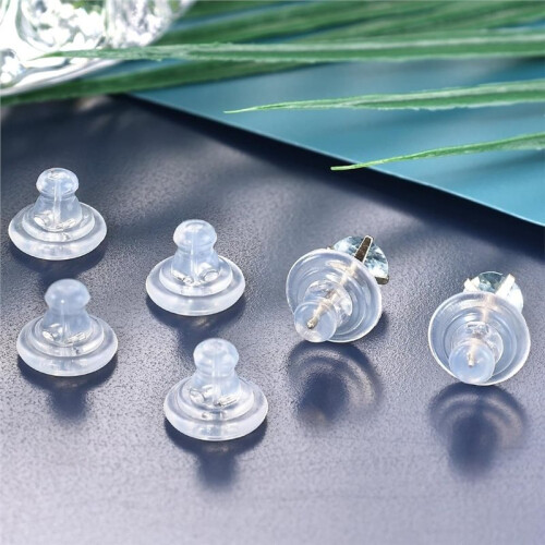 16pcs Earring Backs,  Silicone Earring Backs Replacements,Locking Secure Backs for Studs/Droopy Ears Gold 1