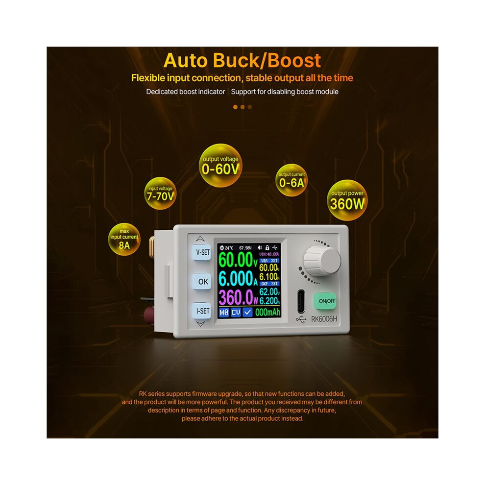 Full Module Lcd RK6006H 6A 360W Buck-Boost Voltage Regulator Power Supply Module with ...