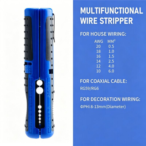 Multifunctional Wire Stripper Cutter, Portable Pen Clip Design with Anti-Skid Handle for Electrical & Network Cables 1