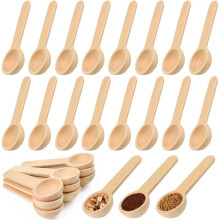 Pacote com 60 Colheres de Madeira, Pequenas Colheres para Sal, Colheres de Madeira para Mel, Colher para Geleia de 6,8 cm, Colher para