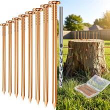 4" Nail Spikes 12-Pack Pure Copper, Tree Stump Root Killer-Copper Nails with Drill Nails, for Landscaping & Gardening
