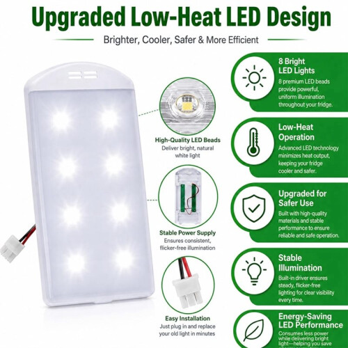 W11527432 Refrigerator LED Light Module for   Amana  Low-Heat Fridge & Freezer Light Replacement 2