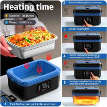 Cordless Electric Lunch Box 60W Heating Lunch Box Rechargeable Self-Heating Food Warmer for Travel/Car/Office EU Plug