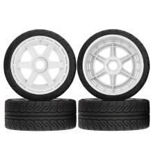 RC Rubber Tires Wheels 110x42mm Hex Adapter RC Replacement Parts for 1/7 1/8 WRC Rally FSR KKPIT MJX ZD RC Car White