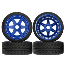 RC Gummidäck Hjul 110x42mm Hex-Adapter RC Reservdelar för 1/7 1/8 WRC Rally FSR KKPIT för MJX ZD RC Bil Blå