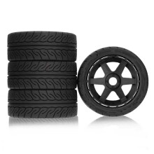 RC Rubber Tires Wheels 110x42mm Hex Adapter RC Replacement Parts for 1/7 1/8 WRC Rally FSR KKPIT MJX ZD RC Car Black